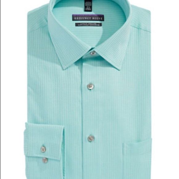 Geoffrey Beene Dobby Dress Shirt-teal-15.5-34/35 - Picture 1 of 2